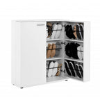 Meuble à chaussures 100x110h cm avec 2 portes et 8 étagères coloris blanc - Satos02A