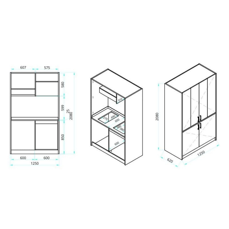 Cuisine escamotable compacte avec électroménager blanc 125x62x208H - Fold Evolution