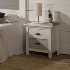 Comodino in legno massiccio colore bianco e grigio 46x35x49,5H cm - Romantica
