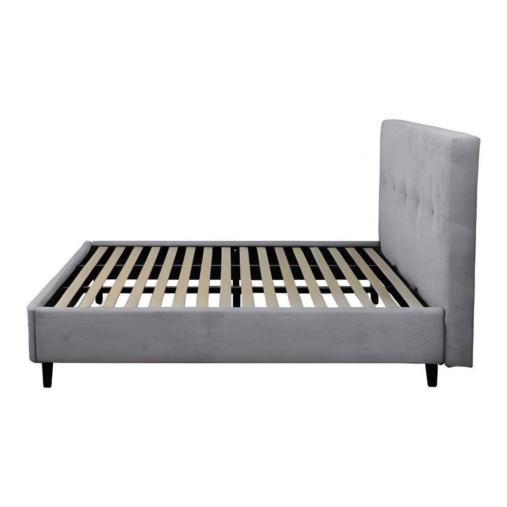 Letto matrimoniale con rete inclusa rivestimento tessuto grigio chiaro - Snello