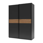 Armadio due ante scorrevoli colore antracite e inserti rovere 150x58,1x204,5H Metropol