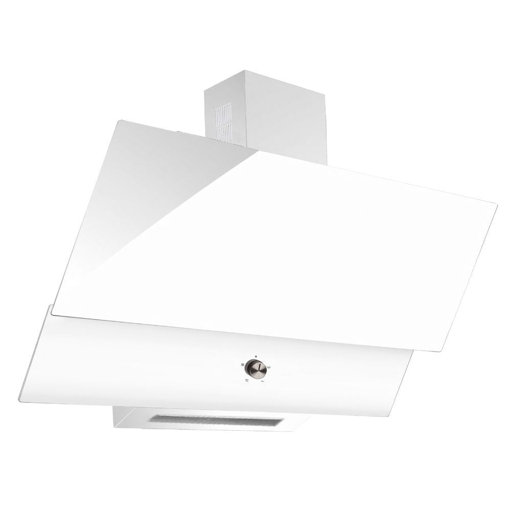 Wandhaube 90 cm mit Glas und weißem Gehäuse - TURBINE 90 Samet