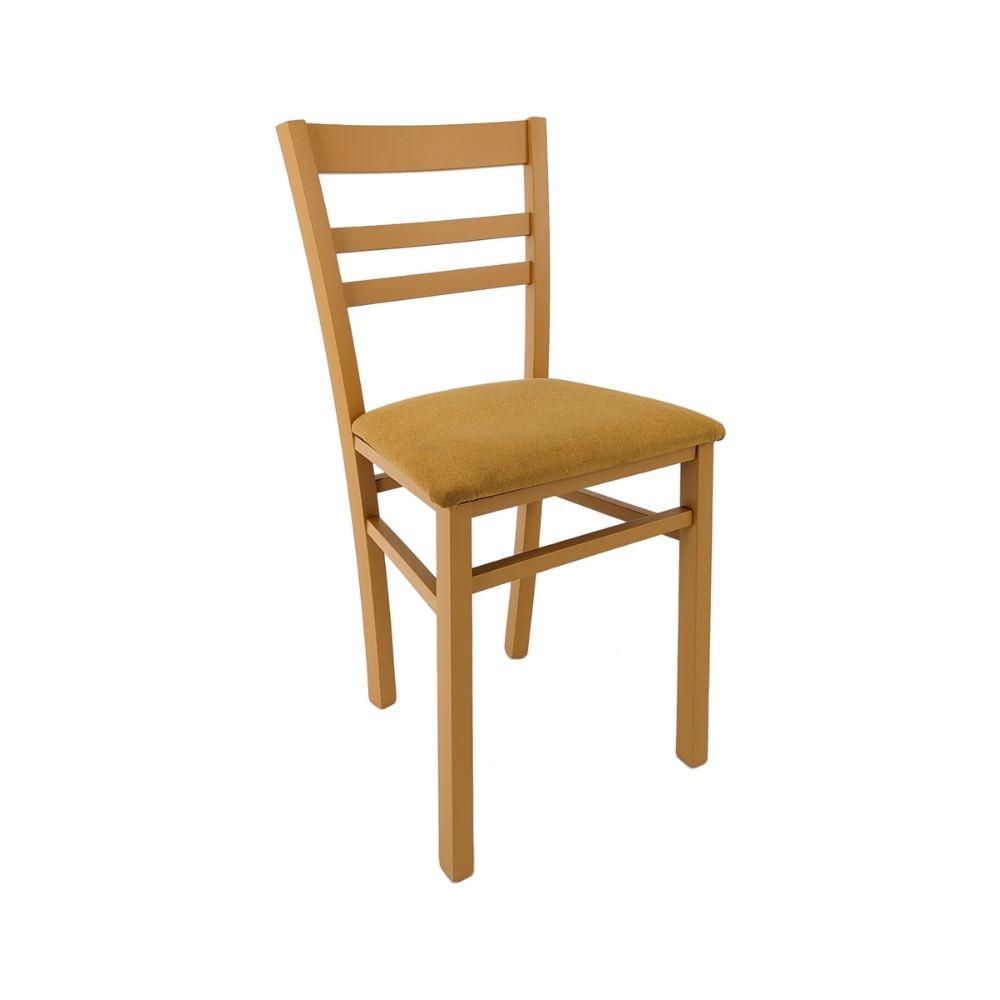 Lot de 2 chaises en bois revêtu de tissu couleur mangue - Cromica
