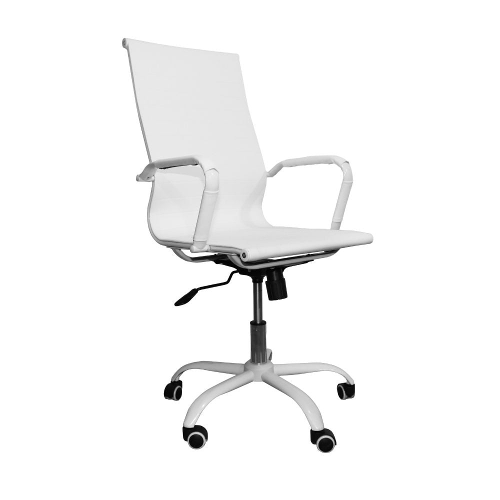 Poltrona ufficio con schienale ergonomico e ruote colore bianco H105 Nuvia