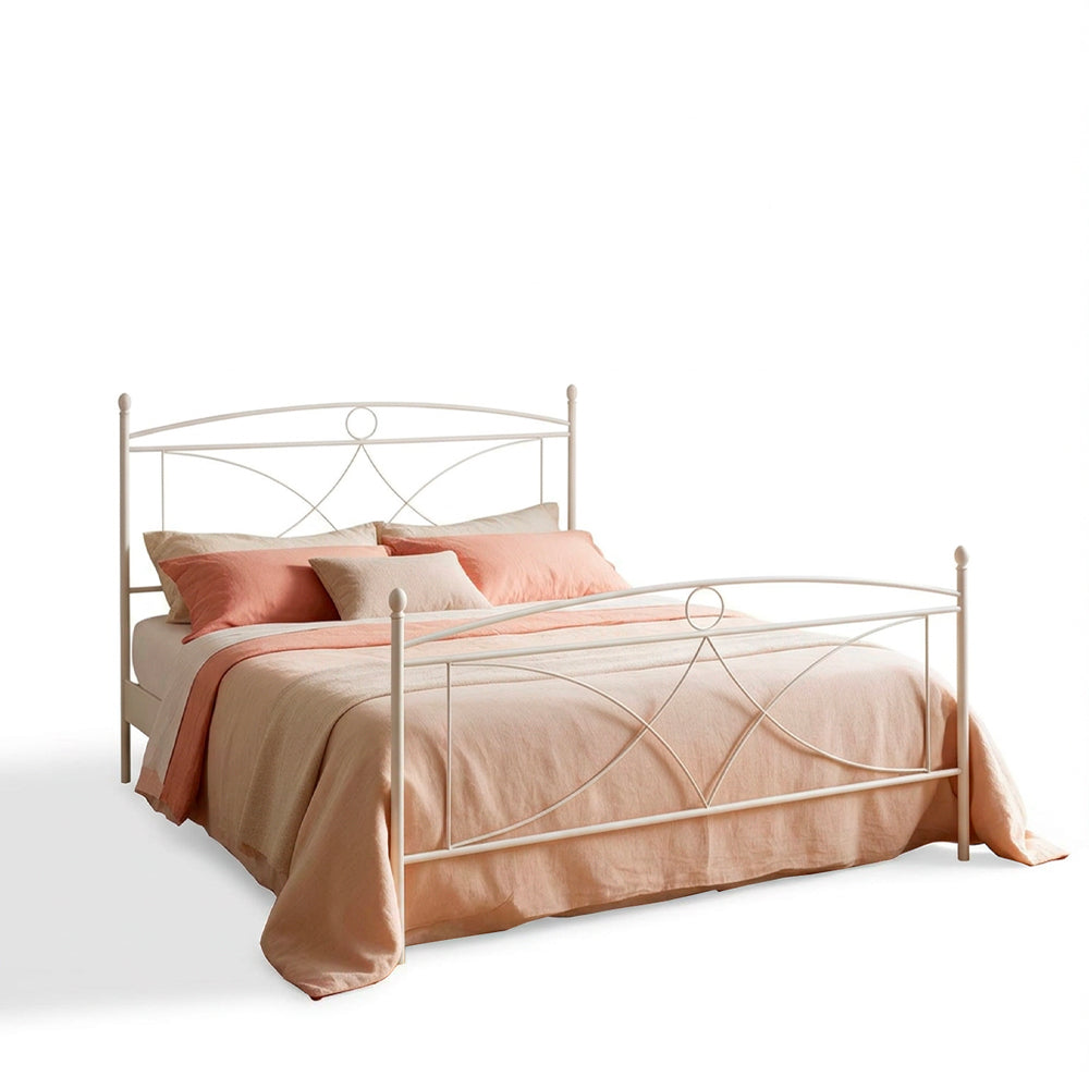 Letto matrimoniale in ferro battuto bianco opaco 160x190 cm Alice