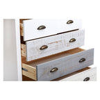 Comò in legno massiccio con 5 cassetti colore bianco grigio e crema 79x40x80H cm - Romantica