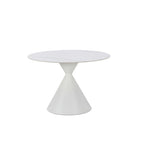 Tavolo rotondo Ø120 cm in ceramica effetto marmo bianco con base conica in metallo Taini