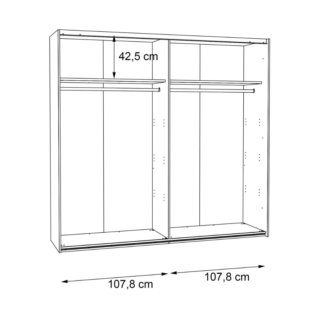 Armadio 2 ante scorrevoli 120x42x190.5H colore quercia e grigio cemento Zeno