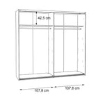 Armadio 2 ante scorrevoli 120x42x190.5H colore quercia e grigio cemento Zeno
