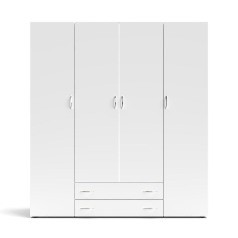 Armadio con 4 ante e 2 cassetti colore bianco 160x177H cm - Seba 4