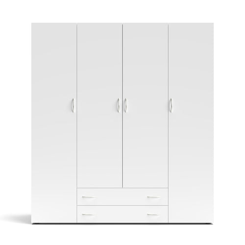 Armadio con 4 ante e 2 cassetti colore bianco 160x177H cm - Seba 4