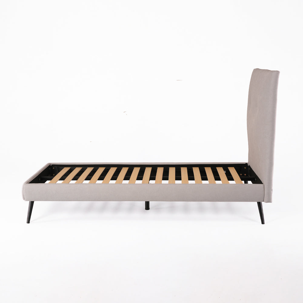 Letto singolo con rete inclusa in tessuto colore grigio chiaro Stiletto