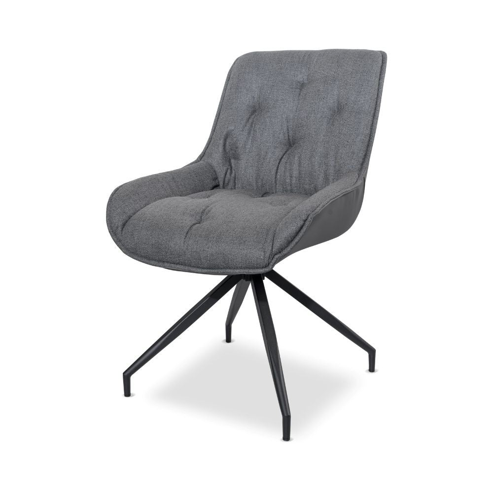 Set 2 Sedia da pranzo colore grigio chiaro con schienale in ecopelle grigio e gambe nere - Agora