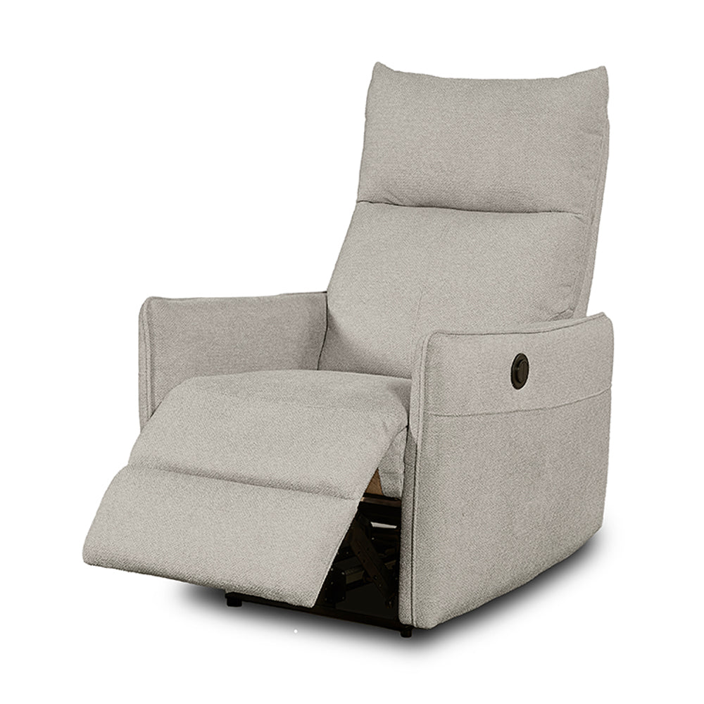 Poltrona relax con recliner elettrico in tessuto beige Melany