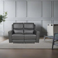 Canapé 2 places en cuir véritable avec repose-pieds électriques couleur gris foncé - Claus