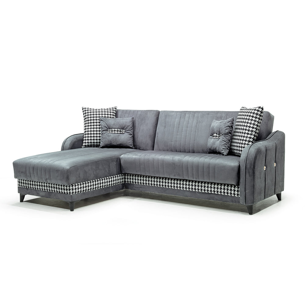 Divano con penisola contenitore reversibile colore grigio - Laos