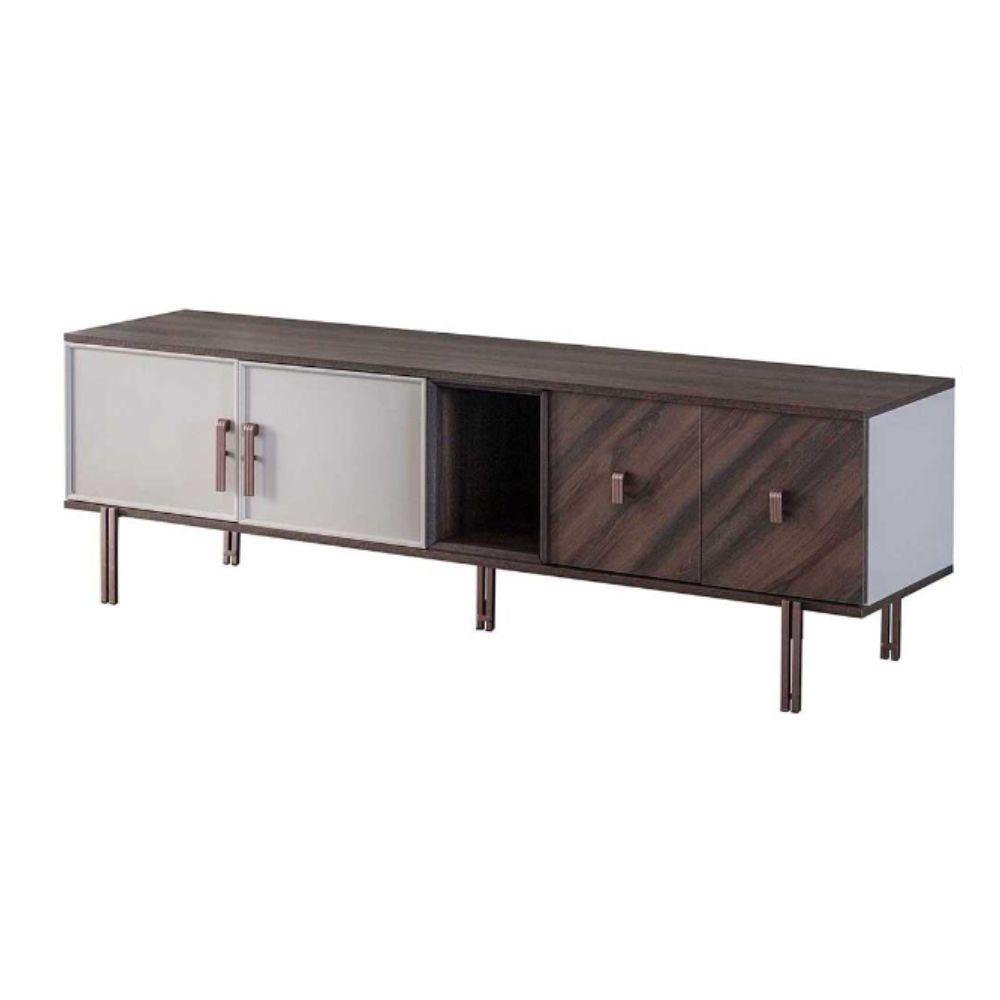 Mobile porta TV con ante finitura Mozambik spatolato 195x60H cm - Merlin