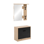 Mobile ingresso con specchio, appendiabiti e scarpiera colore rovere e nero Limone41A
