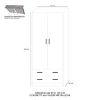 Armadio con due ante e due cassetti colore bianco frassinato 91x210H cm - ARM290C