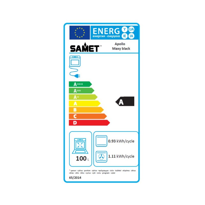 Maxi forno capacità 100 litri colore nero 90 cm - Samet Apollo