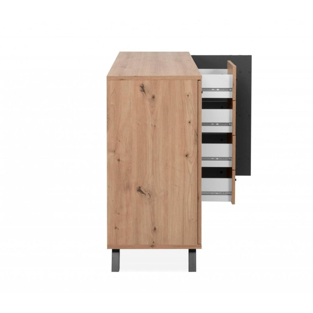 Madia 160 cm con 3 ante e 4 cassetti colore rovere e antracite - Medan51C