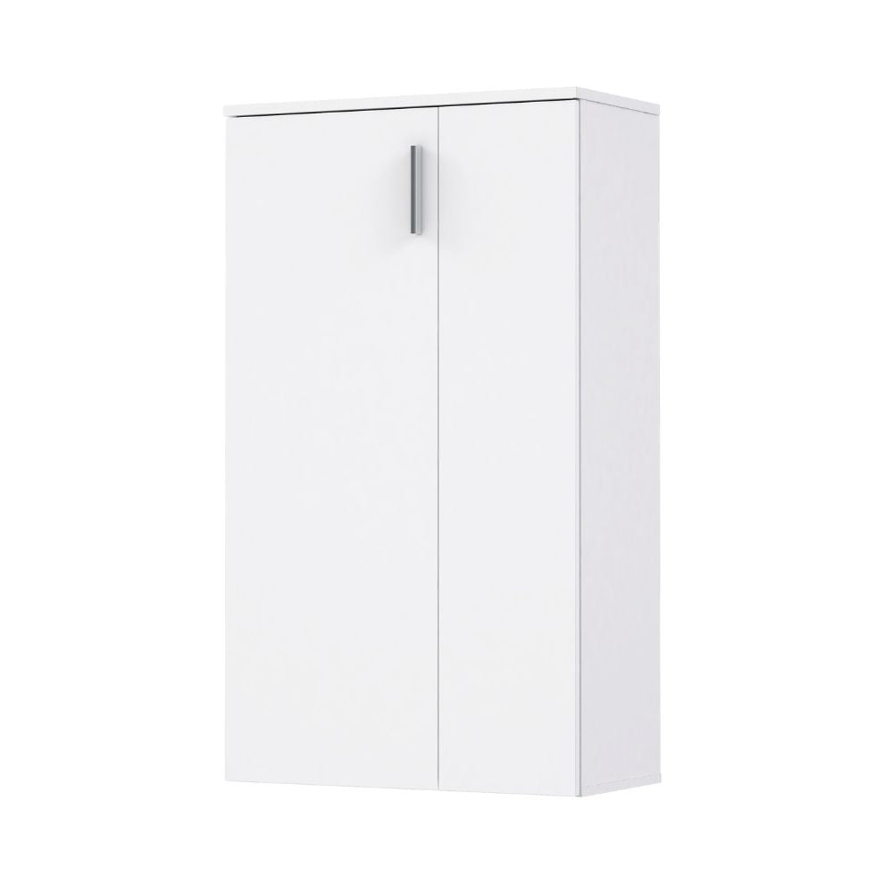 Meuble à chaussures polyvalent à 2 portes et 5 étagères couleur blanche 69x34x120H Lucio