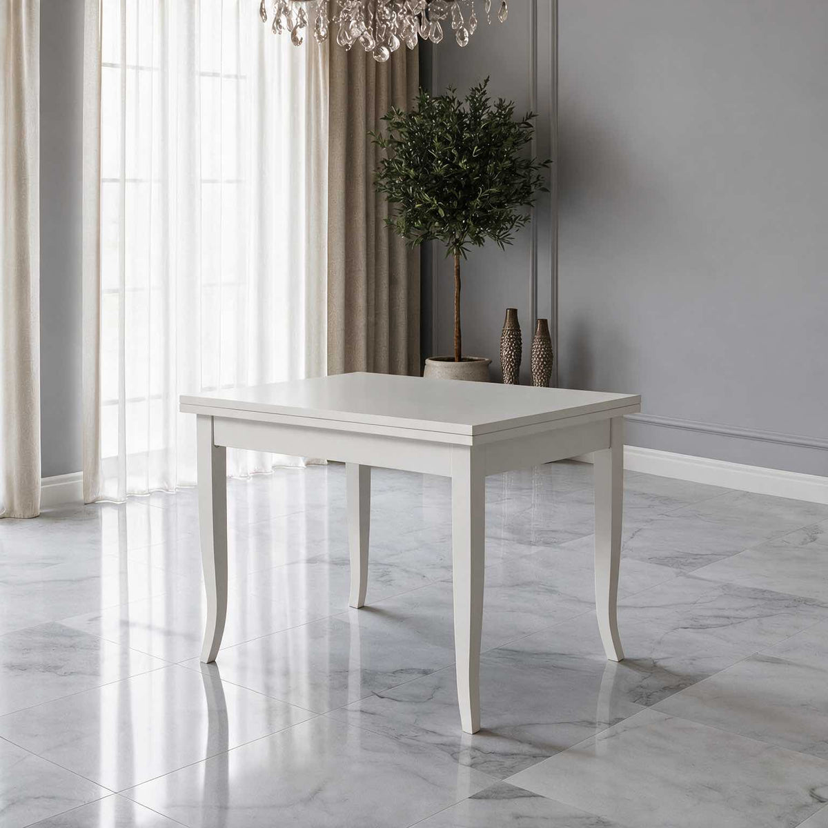 Tavolo quadrato allungabile colore bianco 90x90 cm - Verona