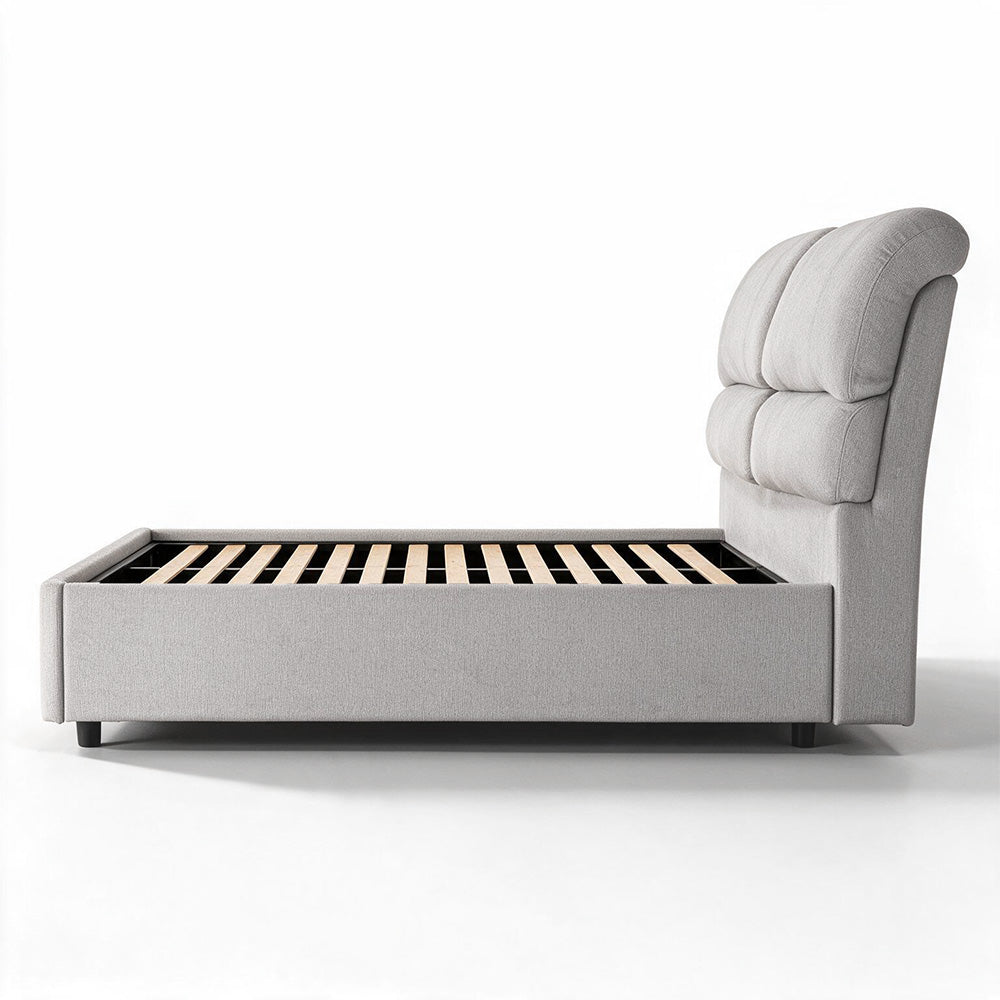 Letto una piazza e mezza contenitore in tessuto Aragon grigio chiaro 120x190 Sofaback
