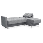Divano letto con penisola contenitore reversibile tessuto grigio 200x134x80H Oasis