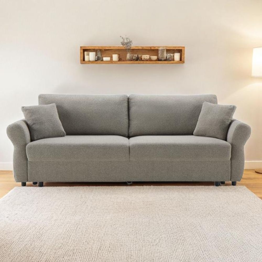 Schlafsofa mit Topper Stoff taupefarben 245x105x92H cm - Tresy