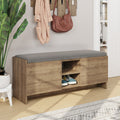 Banc à chaussures avec portes et coussin couleur noyer 110x40H cm - Zulla