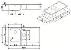 Lavello incasso semifilo 2 vasche e gocciolatoio sinistro 100x50 - Smeg LE102S2