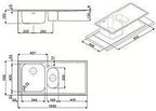 Lavello incasso semifilo 2 vasche e gocciolatoio sinistro 100x50 - Smeg LE102S2