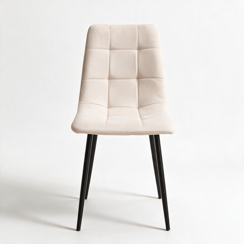 Set 6 sedie imbottite in tessuto beige con gambe in metallo nero Fender
