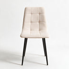 Set 6 sedie imbottite in tessuto beige con gambe in metallo nero Fender