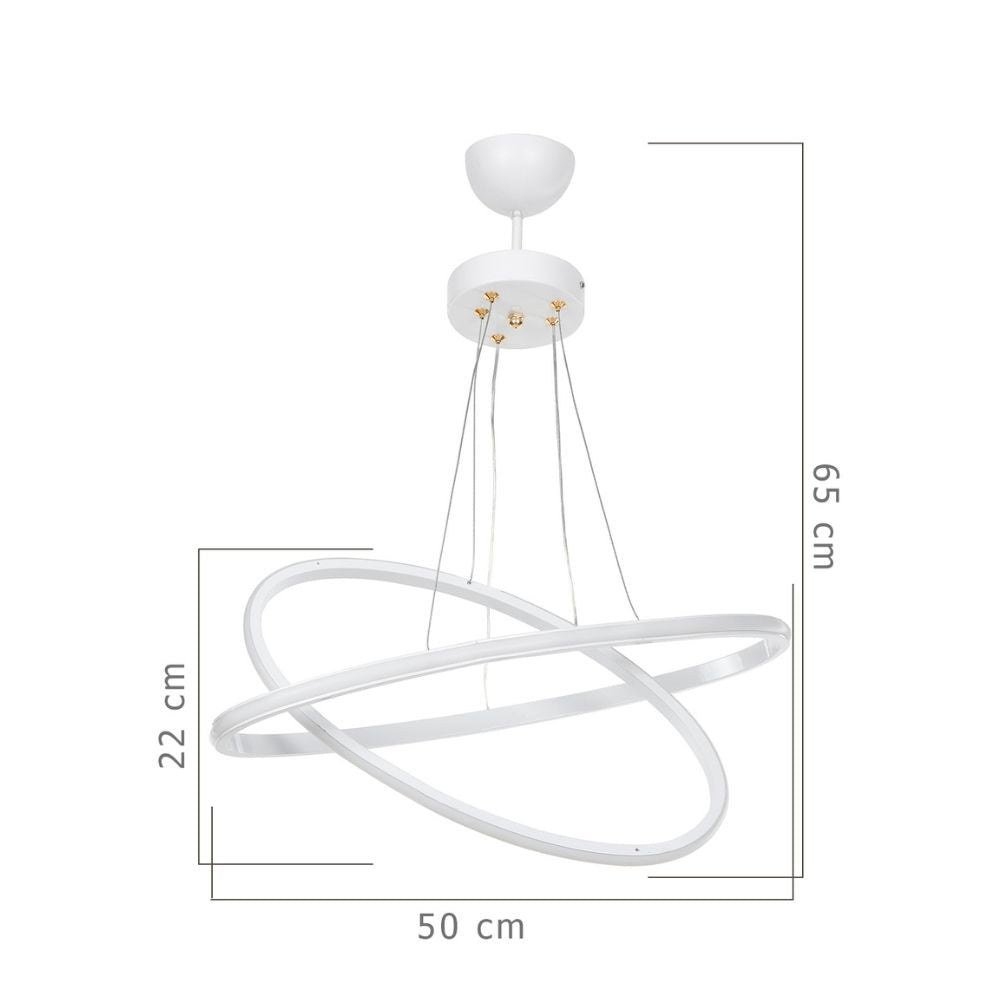 Lampada a sospensione 60cm con due anelli bianchi Led - Muso  MDL4438