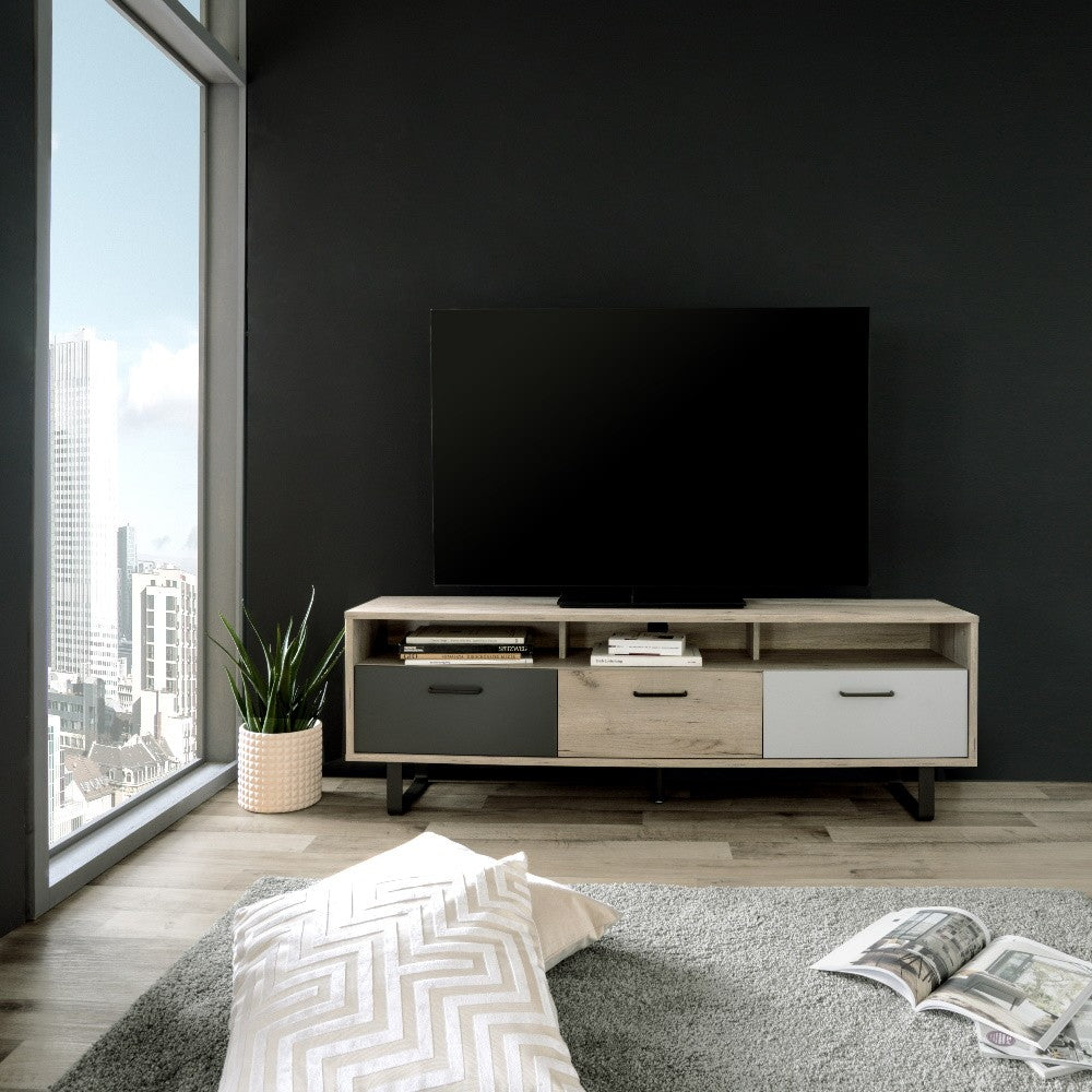 Mobile Porta TV 163 cm con ante a ribalta colore rovere e grigio - Orlando 5