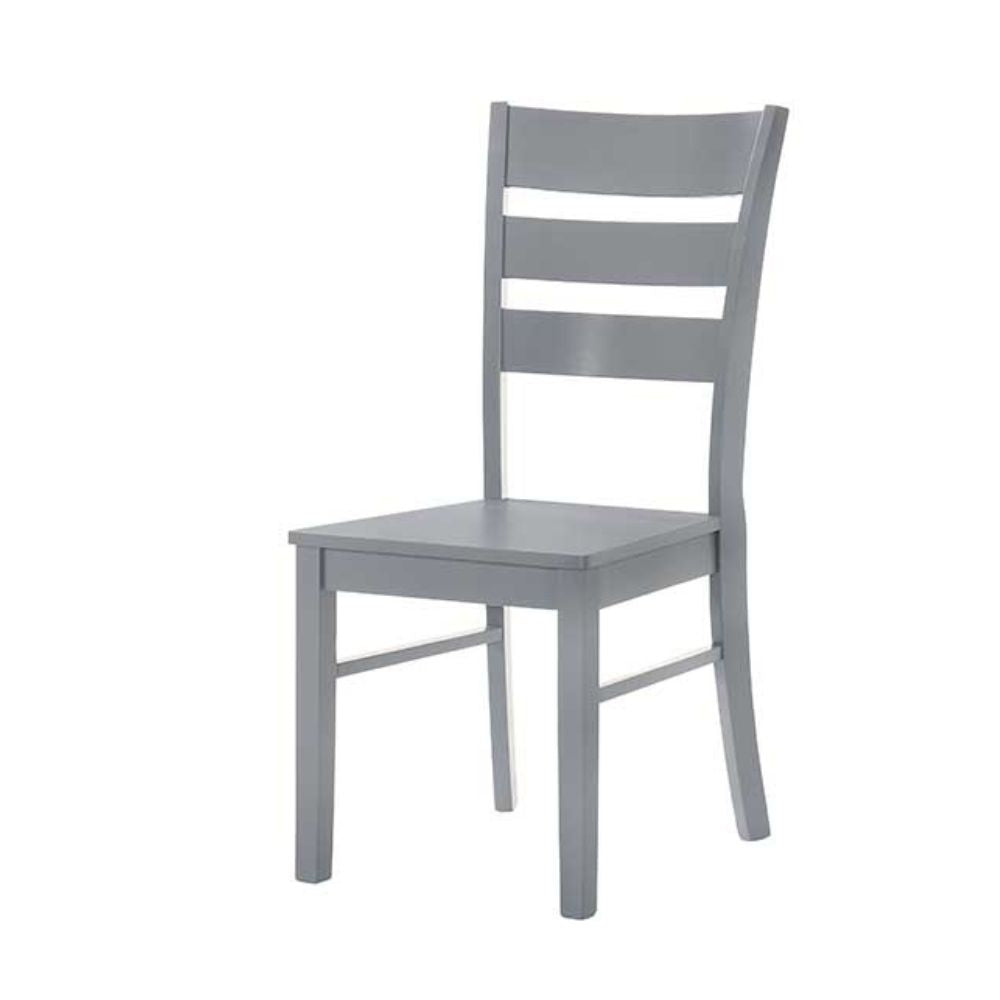 Lot de 2 chaises en bois gris avec dossier à trois lattes - Lisa