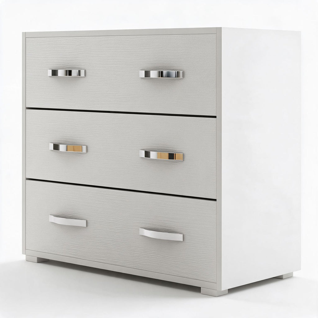 Comò con 3 cassetti colore bianco frassinato 91x45x81H cm