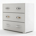 Comò con 3 cassetti colore bianco frassinato 91x45x81H cm
