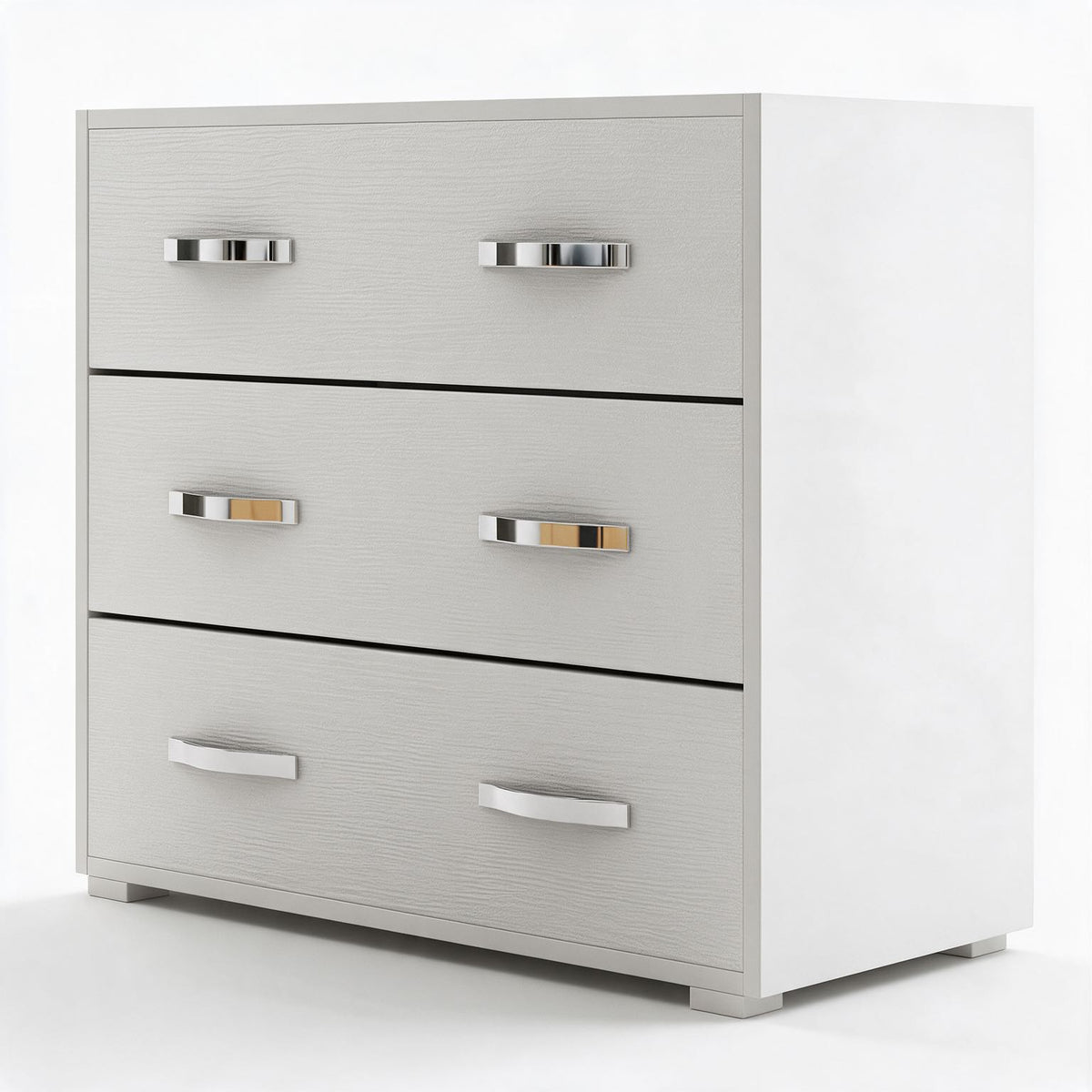 Comò con 3 cassetti colore bianco frassinato 91x45x81H cm