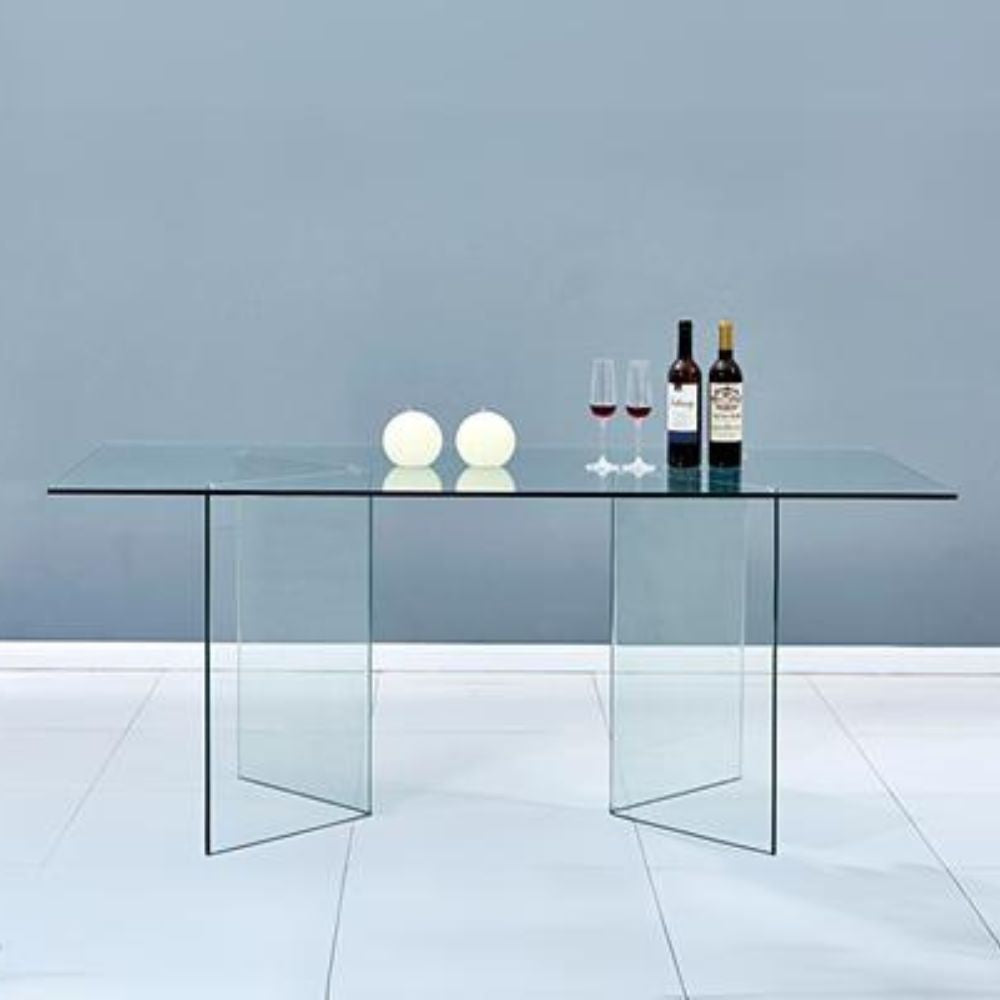Table en verre transparent trempé 160x75H - Nespolo