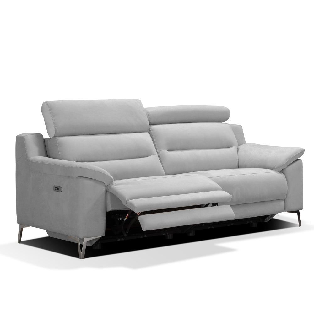Canapé 3 places avec 2 relax électriques en tissu coloris gris 214 cm - Erno