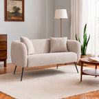 Divano 2 posti in tessuto grigio mouse con piedi neri 141x70x74H Nuvia