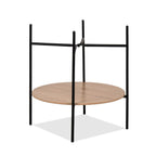 Tavolino tondo multifunzionale con vano contenitore artisan rovere e nero Ø 49,5 cm Trelleborg88B