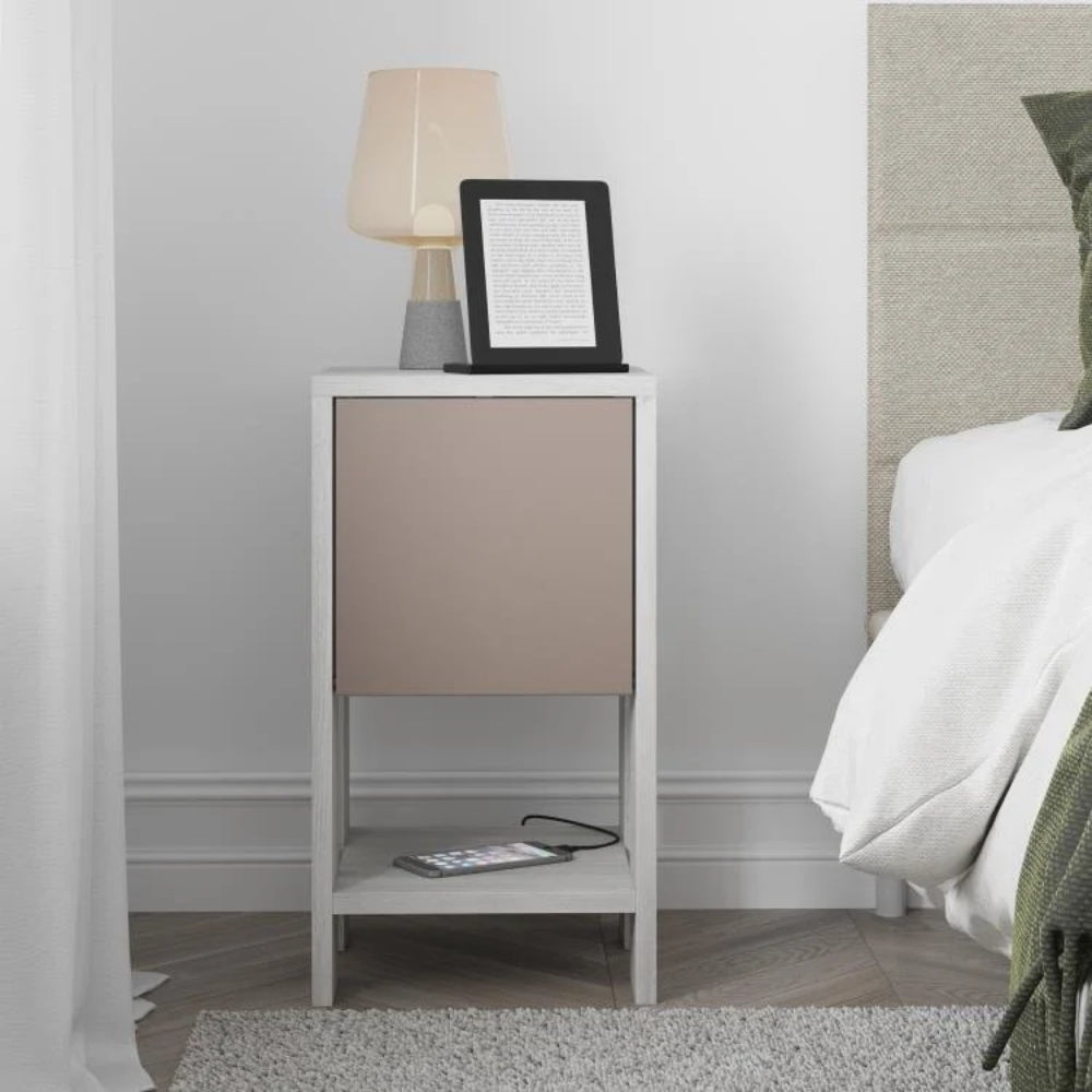 Comodino con anta ribalta 30x30x55h colore bianco Ema