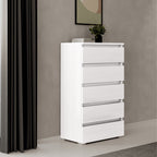 Cassettiera con 5 cassetti colore bianco frassinato 75x127H cm montata