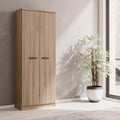 Schuhschrank mit 2 Türen und 5 Einlegeböden, Nussbaum, 71x182H cm - Gabriella