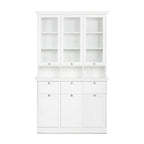 VITRINENSCHRANK 3 Glastüren+offene Fächer+3 Schubladen+3 untere Türen WEISS (001791)