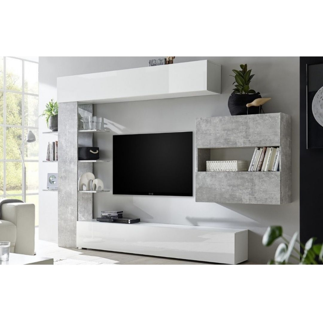 Parete attrezzata libreria colore beton Astrakat